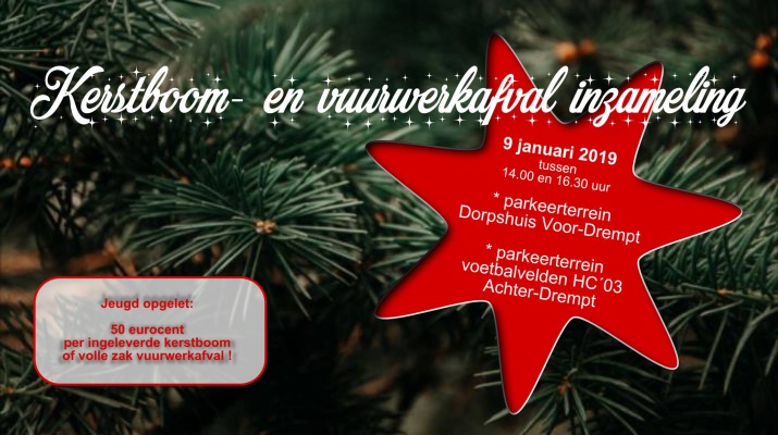 Kerstboom- en vuurwerkafvalinzameling Drempt 2019