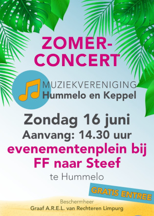 flyer met aankondiging Zomerconcert Muziekvereniging Hummelo en Keppel