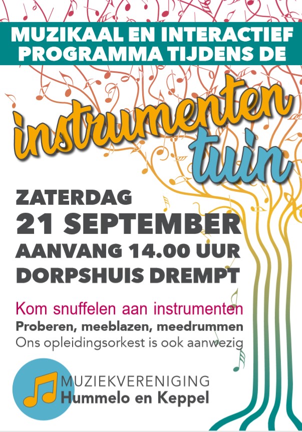 flyer instrumententuin Muziekvereniging Hummelo en Keppel