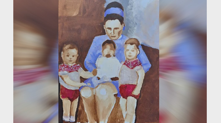 schilderij moeder met kinderen
